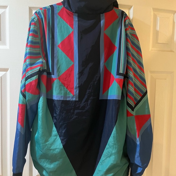 Reason Men's Windbreaker Size XXL Nylon Multicolor Geometric Lined Pockets - Picture 4 of 6